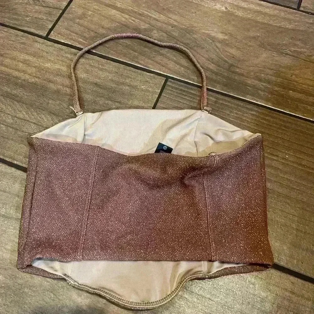 NWT Beach Riot x Free People Daphne Top Shimmer Bronze SMALL - Picture 4 of 5